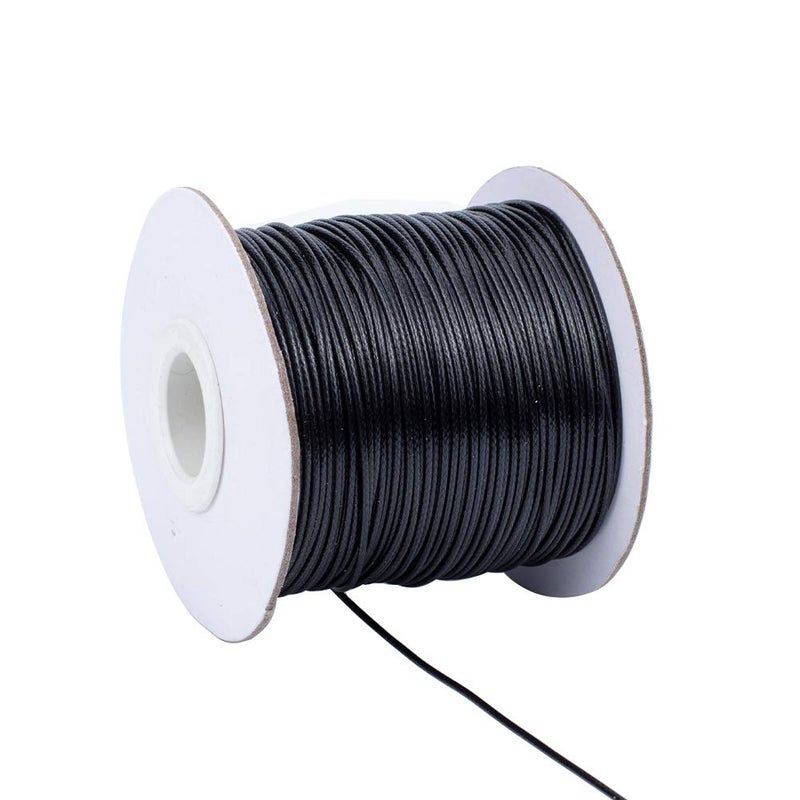 PH PandaHall 1 Roll 1mm Black Waxed Cord Polyester Cord Knotting Cord Beading String Thread Braiding Cord for Beading Jewellery - Image 1